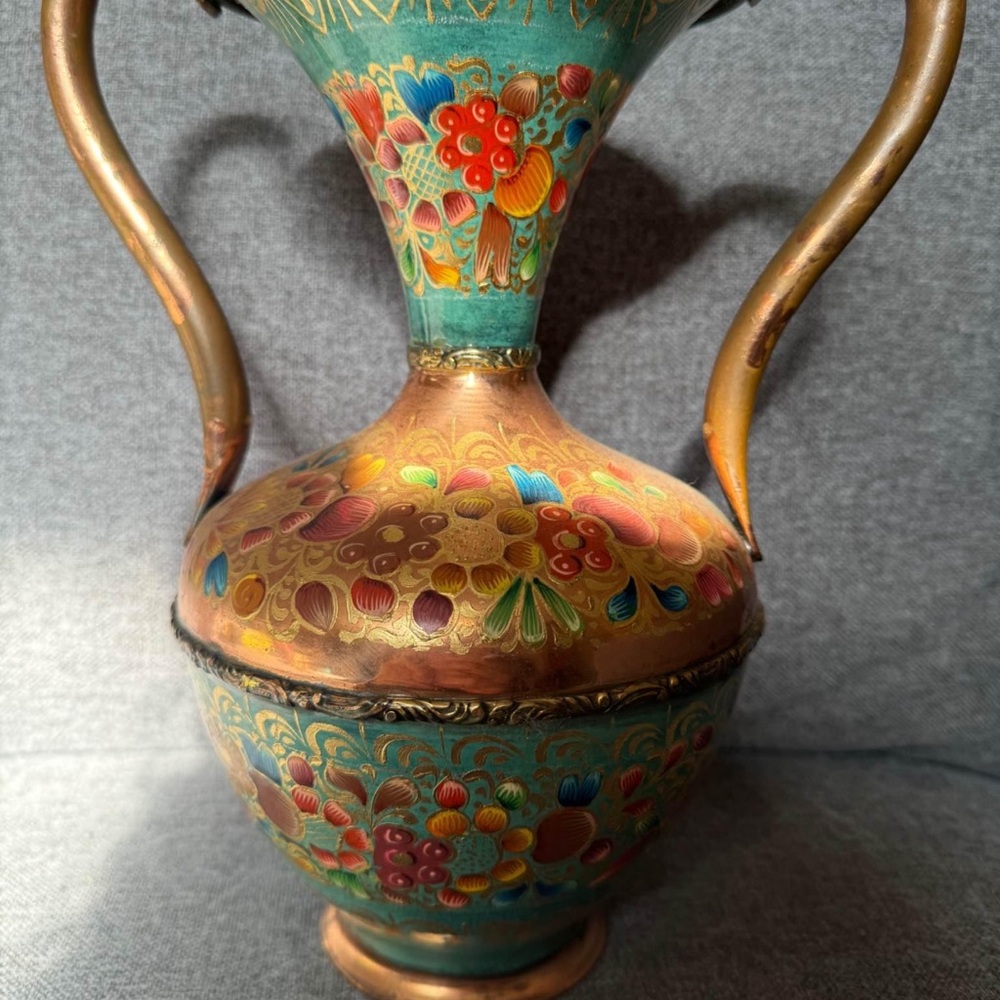 Colorful Floral copper Vase